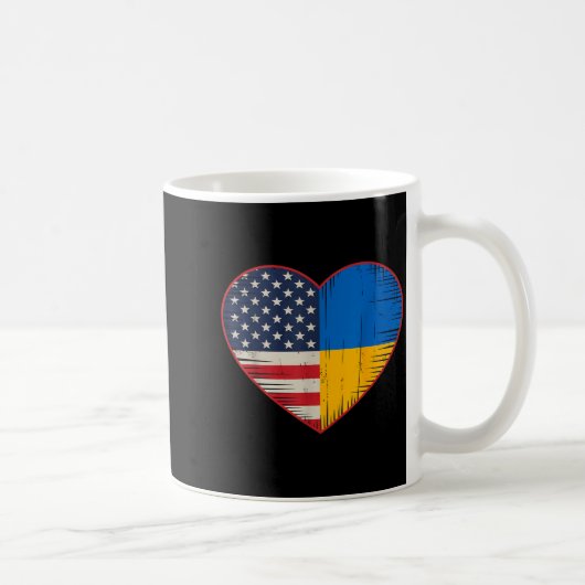 Usa Ukraine Heart - Dual Citizenship コーヒーマグカップ (右)