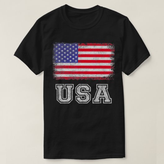 USA US Flag Patriotic 4th Of July America  Tシャツ (デザイン正面)