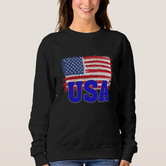 USA US Flag Patriotic American スウェットシャツ (正面)