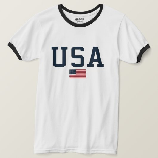 USA varsity letters American Flag Gym Sports Tシャツ (デザイン正面)