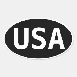USA WHite on Black Locationステッカー 楕円形シール