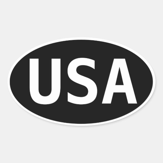 USA WHite on Black Locationステッカー 楕円形シール (正面)