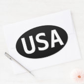 USA WHite on Black Locationステッカー 楕円形シール (封筒)