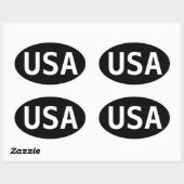 USA WHite on Black Locationステッカー 楕円形シール (シート)