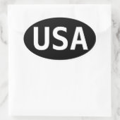 USA WHite on Black Locationステッカー 楕円形シール (バッグ)
