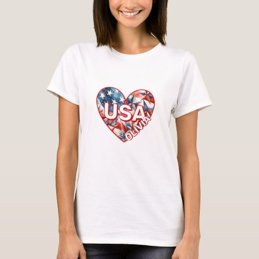 USA Womens Add Name T-Shirt Tシャツ (正面)