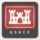 USACEロゴ&文字 スクエアペーパーコースター (正面)