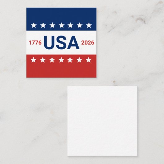 USA's 250th Anniversary 1776 2026 Red White Blue スクエア名刺 (正面/裏面)