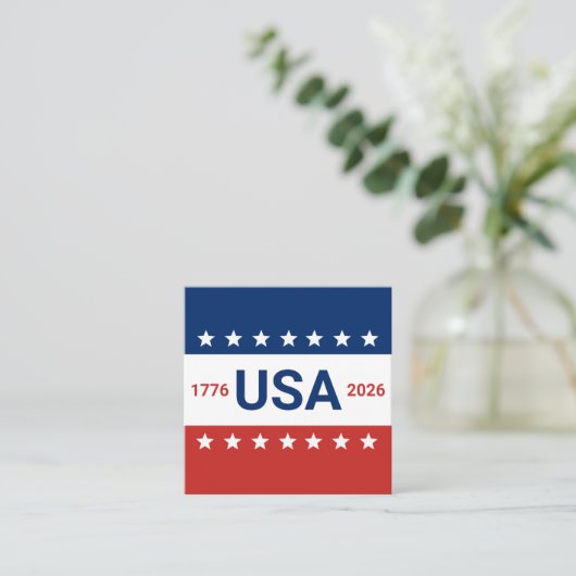 USA's 250th Anniversary 1776 2026 Red White Blue スクエア名刺 (スタンド正面)