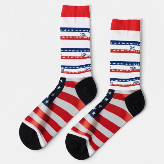 USA's 250th Anniversary 1776 2026 Red White Blue ソックス (左)