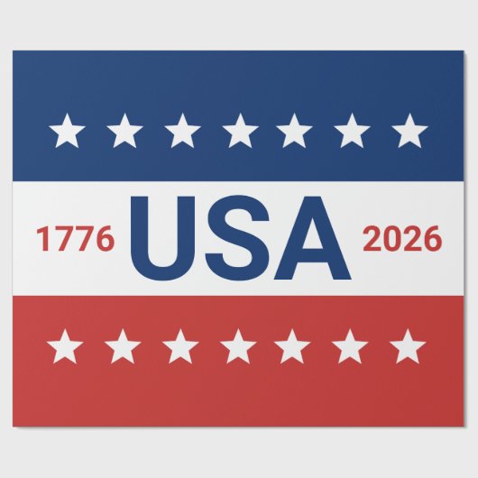 USA's 250th Anniversary 1776 2026 Red White Blue ラッピングペーパー (フラット)