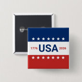 USA's 250th Anniversary 1776 2026 Red White Blue 缶バッジ (正面&裏面)