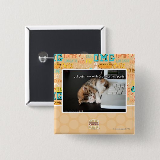 USBを持つLol猫 缶バッジ (正面&裏面)