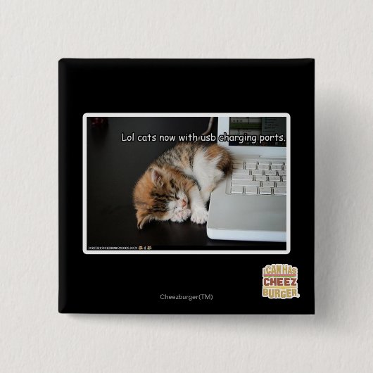 USBを持つLol猫 缶バッジ (正面)