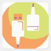 USBプラグアイコン スクエアシール (正面)