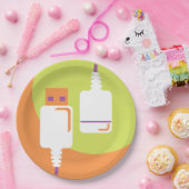 USBプラグアイコン ペーパープレート (パーティー)