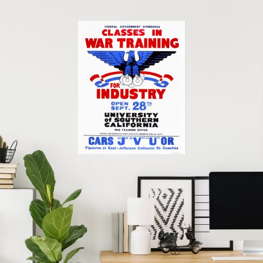 USC War Training Classes 1943 WPA ポスター (ホームオフィス)