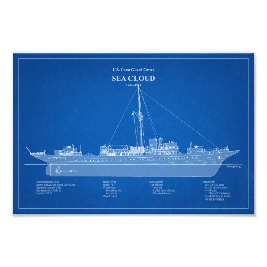 USCGカッターシークラウドwpg-284 - ABD フォトプリント (正面)