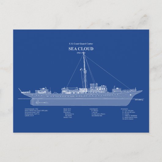 USCGカッターシークラウドwpg-284 - ABD ポストカード (正面)