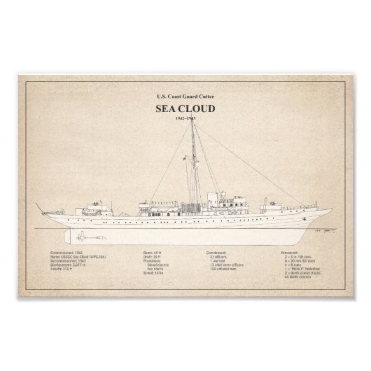 USCGカッターシークラウドwpg-284 - SBD フォトプリント (正面)