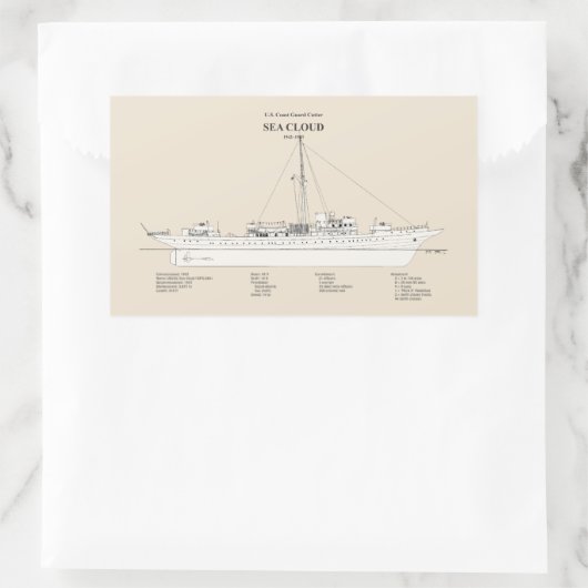 USCGカッターシークラウドwpg-284 - SBD 長方形シール (バッグ)