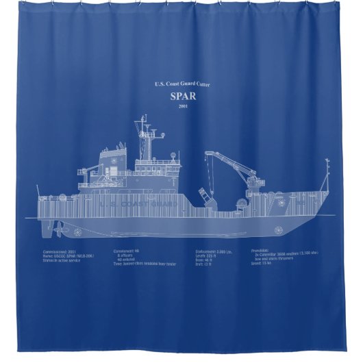 USCGカッタースパーwlb-206 - ABD シャワーカーテン (正面)