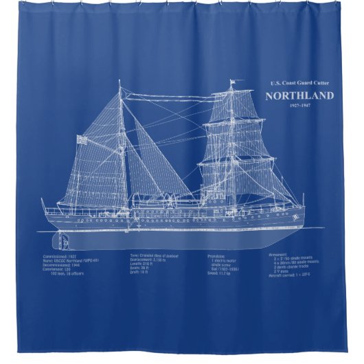 USCGカッターノースランドwpg-49 - ABD シャワーカーテン (正面)