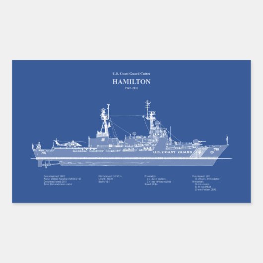 USCGカッターハミルトンホエック–715 - ABD 長方形シール (正面)