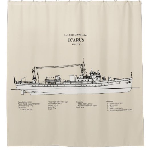 USCGカッターIcarus wpc-110 - SBD シャワーカーテン (正面)