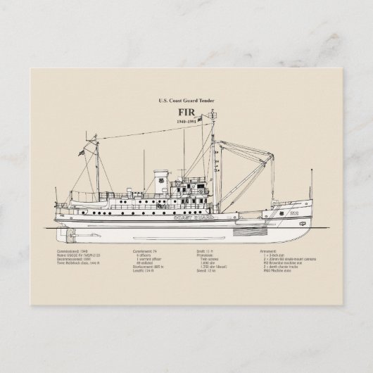 USCG Tender Fir wlm-212 - SBD ポストカード (正面)