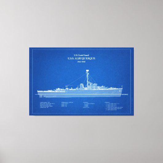 USCG USSアルバカーキPF-7 - ABD キャンバスプリント (正面)
