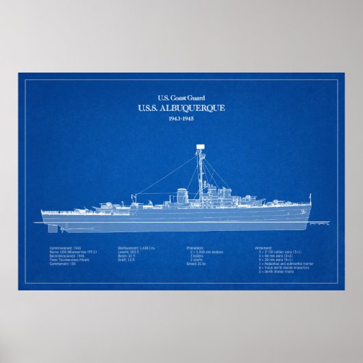 USCG USSアルバカーキPF-7 - ABD ポスター (正面)