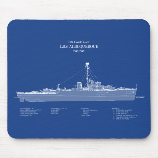 USCG USSアルバカーキPF-7 - ABD マウスパッド (正面)
