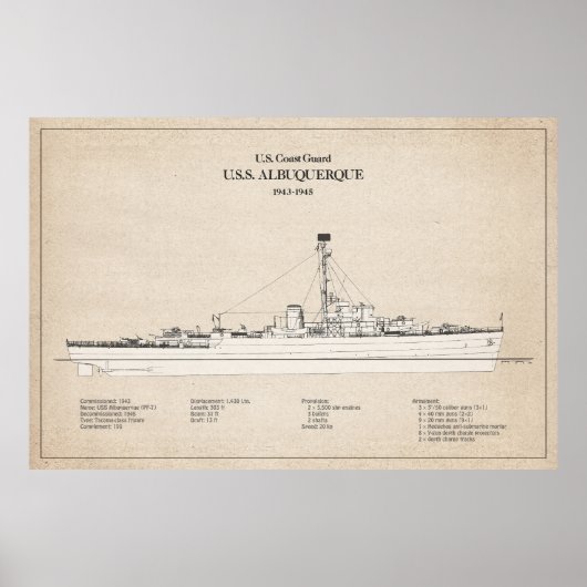 USCG USS Albuquerque PF-7 - SBD ポスター (正面)