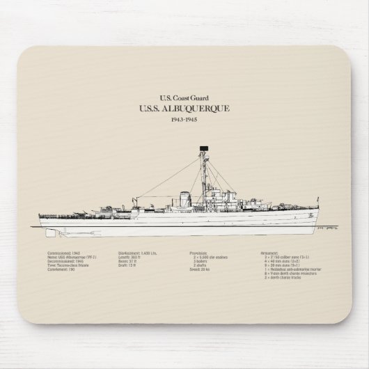 USCG USS Albuquerque PF-7 - SBD マウスパッド (正面)