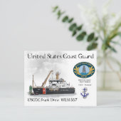 USCGCフランクがWLM-557ブイ・テンダーを引き上げた ポストカード (スタンド正面)