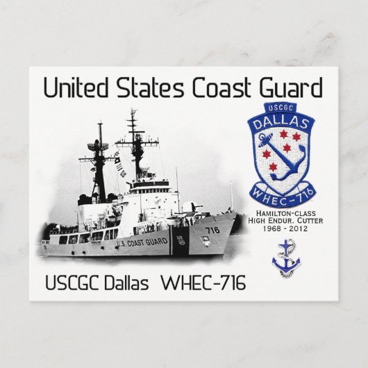 USCGC DALLAS WHEC-716 – カッター – ポストカード (正面)