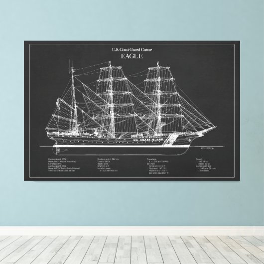 USCGC Eagle wix-327 - PD キャンバスプリント (インサイチュ (ウッドフロア))