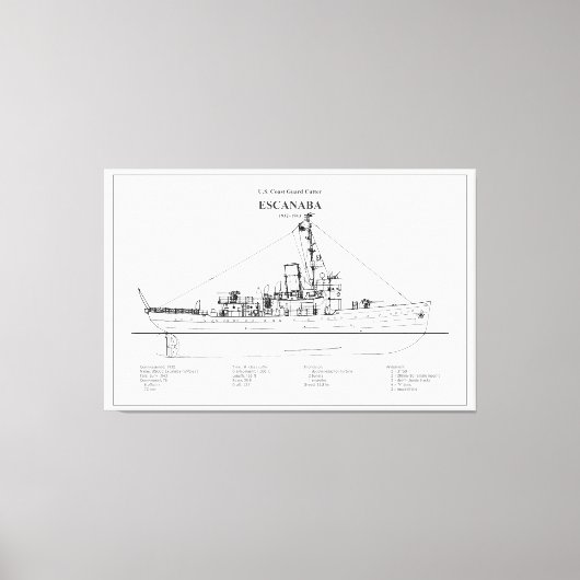 USCGC Escanaba wpc-77 - BD キャンバスプリント (正面)