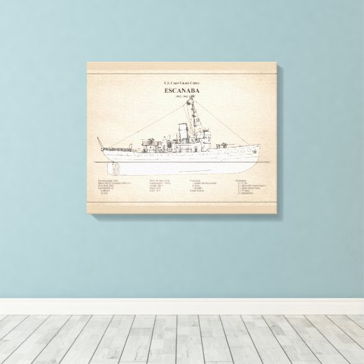USCGC Escanaba wpc-77 - SBD キャンバスプリント (インサイチュ (ウッドフロア))
