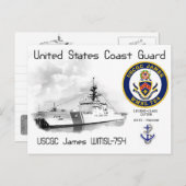 USCGC JAMES WMSL-754カッター ポストカード (正面/裏面)