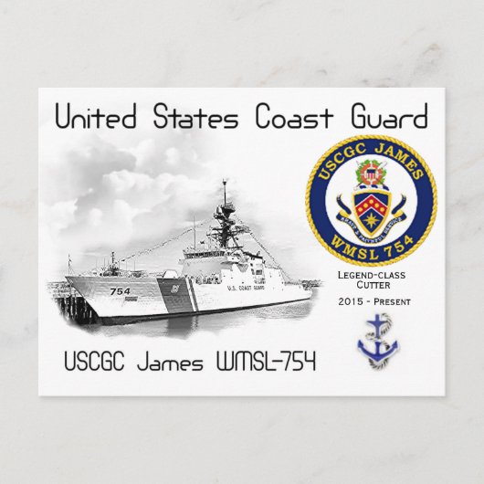 USCGC JAMES WMSL-754カッター ポストカード (正面)