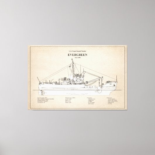 USCGTエバーグリーンwlb-295 - SBD キャンバスプリント (正面)