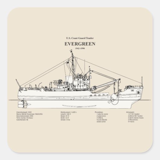 USCGTエバーグリーンwlb-295 - SBD スクエアシール (正面)