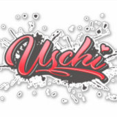 Uschi red Heart Graffiti Aufkleber Sticker シール (正面)