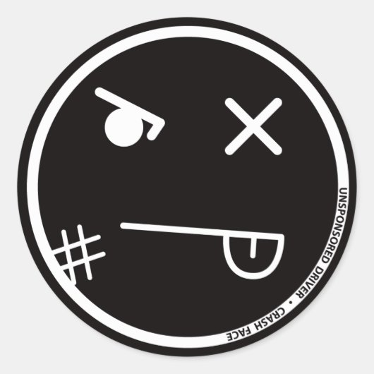 USDクラッシュ顔#2 （3インチ）ステッカー ラウンドシール (正面)