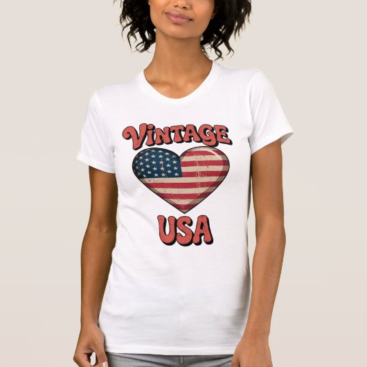usd ヴィンテージ ハート 女性 Tシャツ (正面)