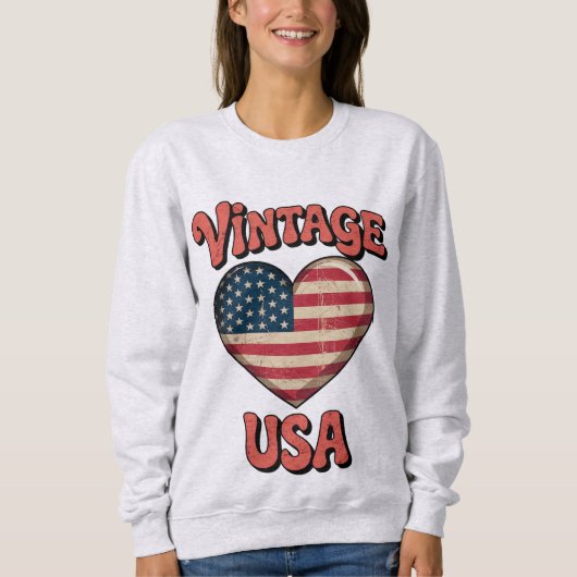 usd vintage heart womens スウェットシャツ (正面)