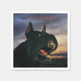 Use If You Dare. Big, black dog スタンダードカクテルナプキン