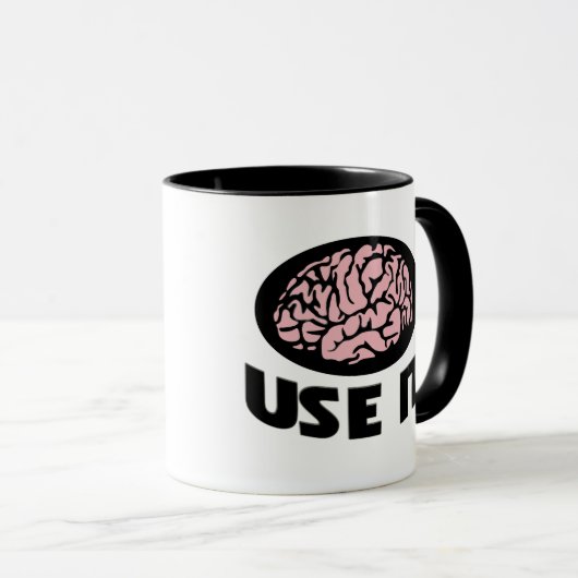 "Use It" Mug – Minimalist Pink Brain Design マグカップ (正面右)